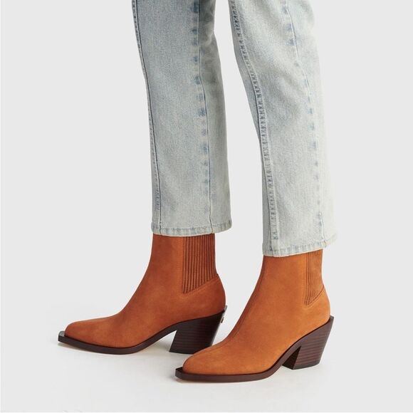 COACH Prestyn Ankle Booties Burnished Amber, Leather Suede, New, Size 9 - Picture 2 of 16